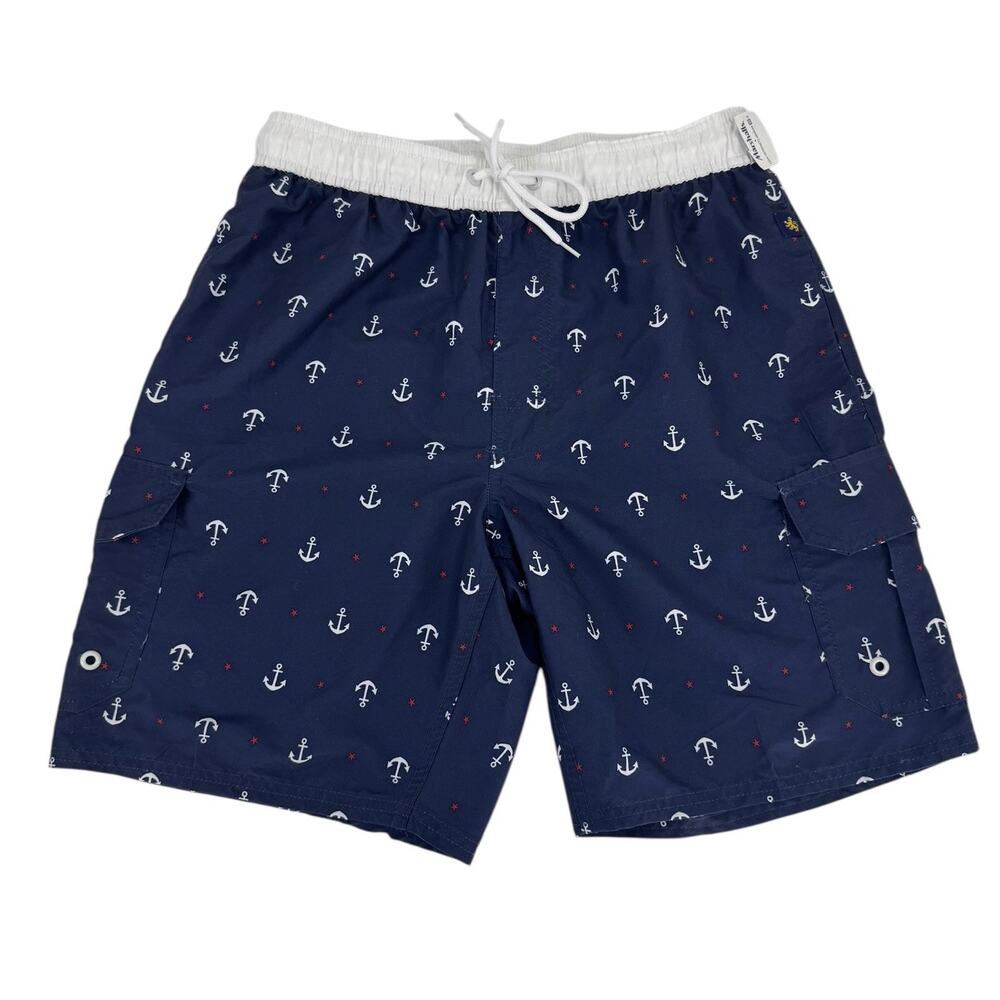 Rugby University Mens Swim Trunks Shorts M Medium Anchor Nautical Navy Blue NWT